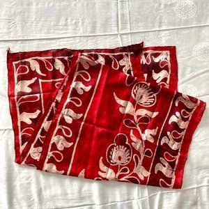 Vintage 110% Mysore Pure Silk Hand Printed Batik Long Scarf